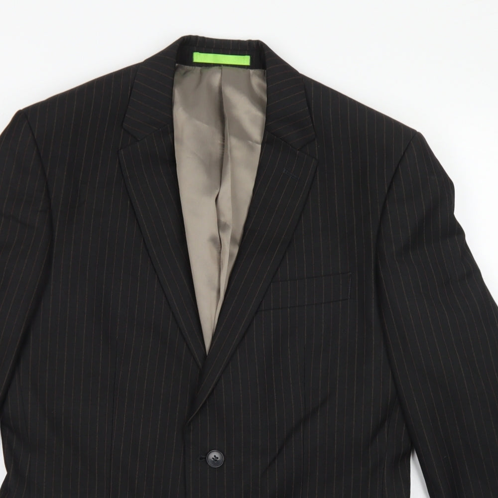 Limehaus Mens Black Striped Polyester Jacket Blazer Size 38