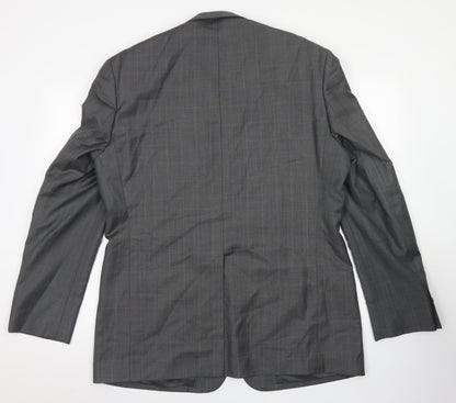 Next Mens Grey Plaid Wool Jacket Blazer Size 44