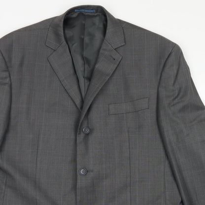 Next Mens Grey Plaid Wool Jacket Blazer Size 44