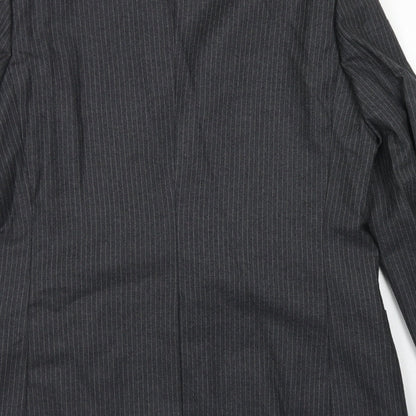 Anthony Loretto Mens Grey Striped Wool Jacket Blazer Size 40