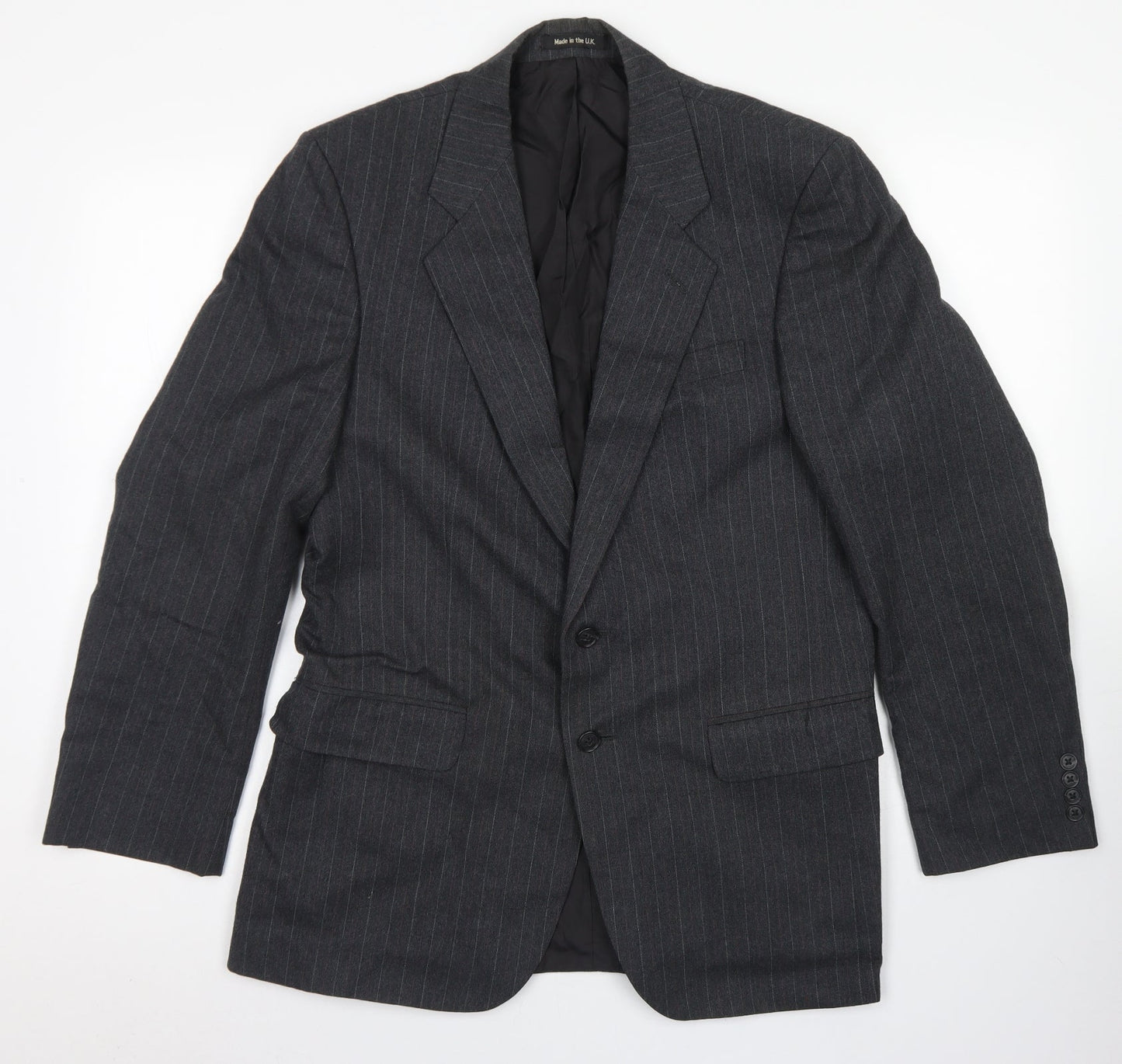 St Michael Mens Grey Striped Wool Jacket Blazer Size 38