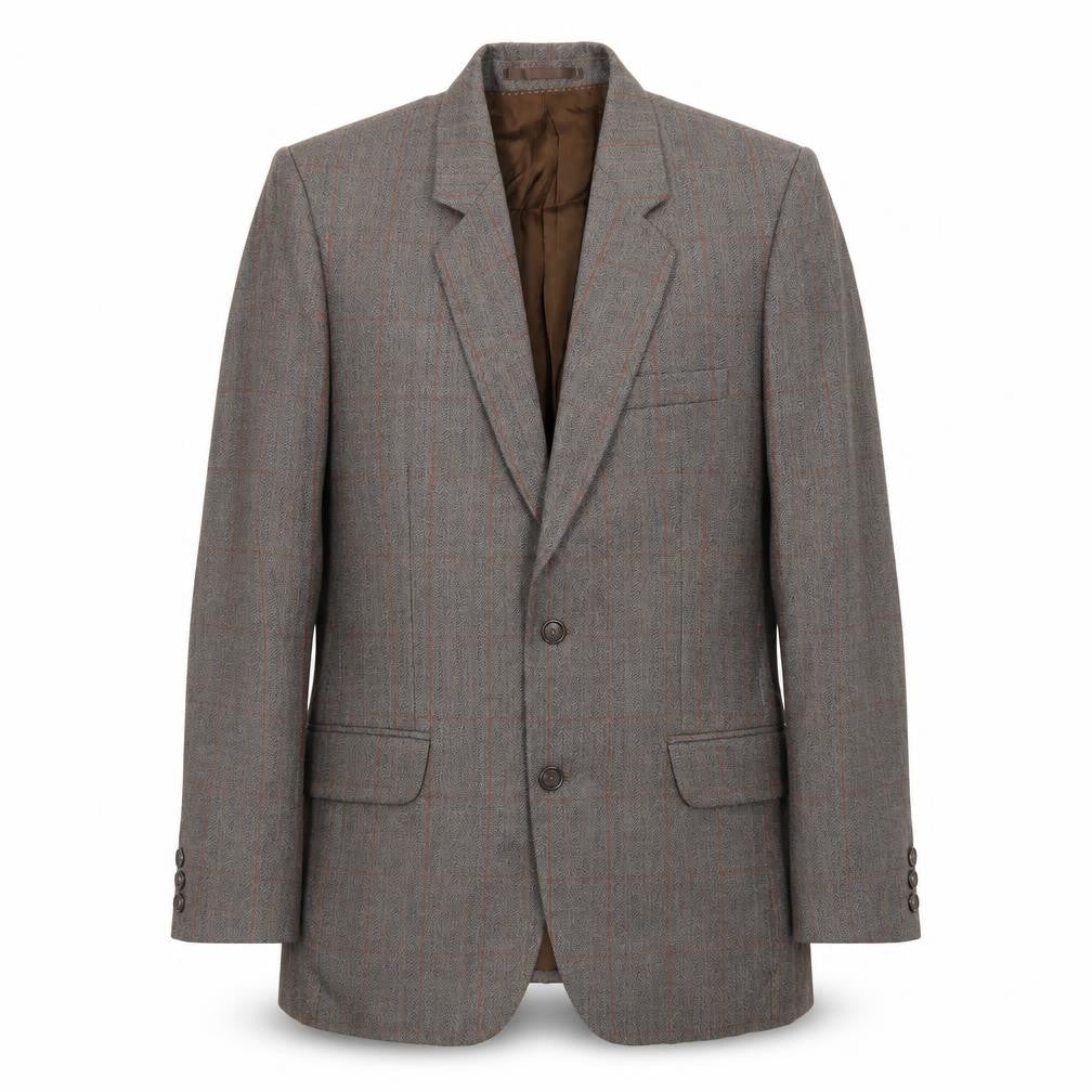 Hector James Mens Grey Plaid Wool Jacket Blazer Size 38