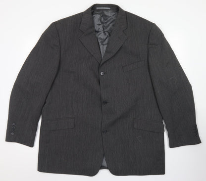 Blakes Mens Grey Striped Wool Jacket Blazer Size 46