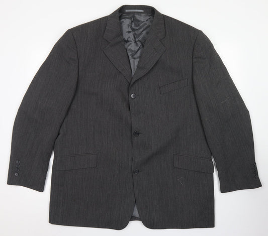Blakes Mens Grey Striped Wool Jacket Blazer Size 46