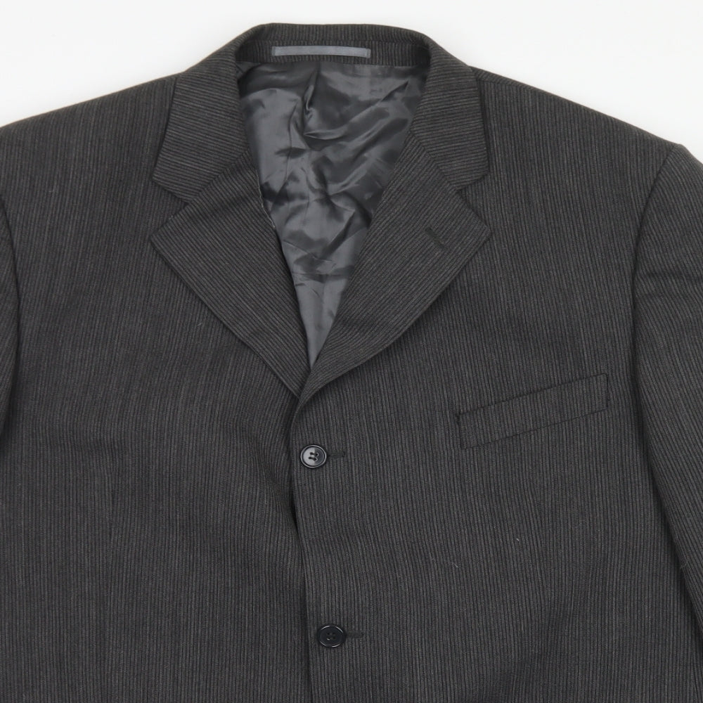 Blakes Mens Grey Striped Wool Jacket Blazer Size 46