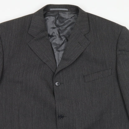 Blakes Mens Grey Striped Wool Jacket Blazer Size 46