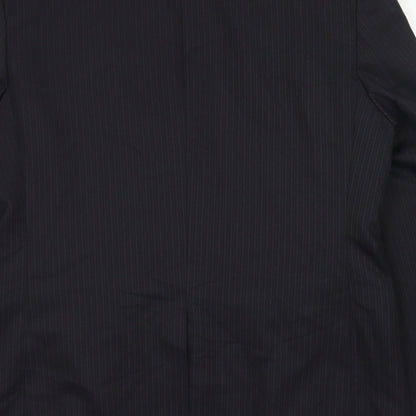 George Mens Black Striped Polyester Jacket Blazer Size 40