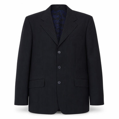 George Mens Black Striped Polyester Jacket Blazer Size 40
