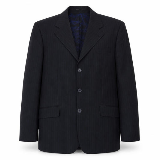 George Mens Black Striped Polyester Jacket Blazer Size 40