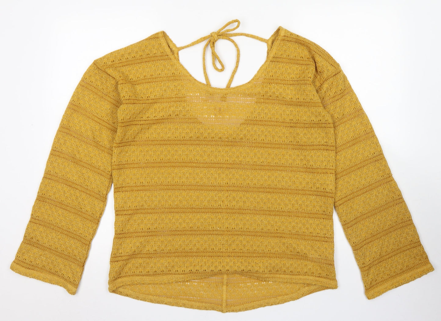 NEXT Womens Yellow Round Neck  Polyester Pullover Jumper Size 14