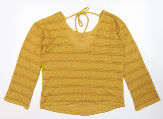 NEXT Womens Yellow Round Neck  Polyester Pullover Jumper Size 14
