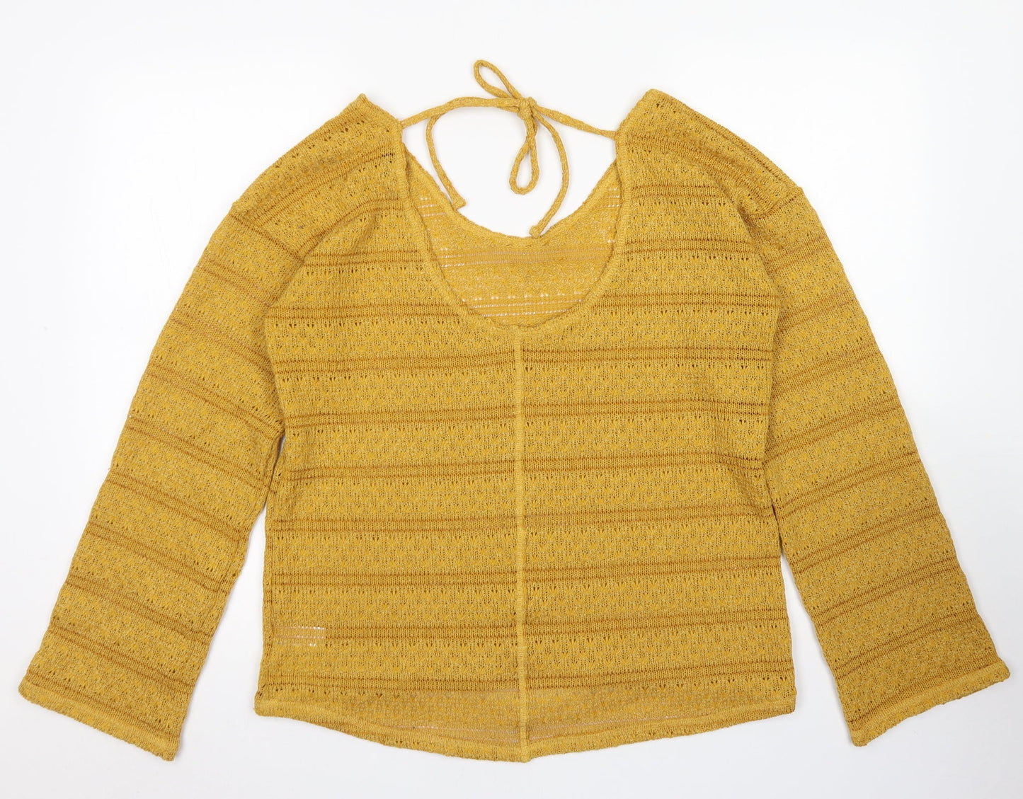 NEXT Womens Yellow Round Neck  Polyester Pullover Jumper Size 14