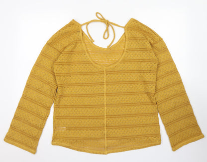 Next Womens Yellow Round Neck  Polyester Pullover Jumper Size 14