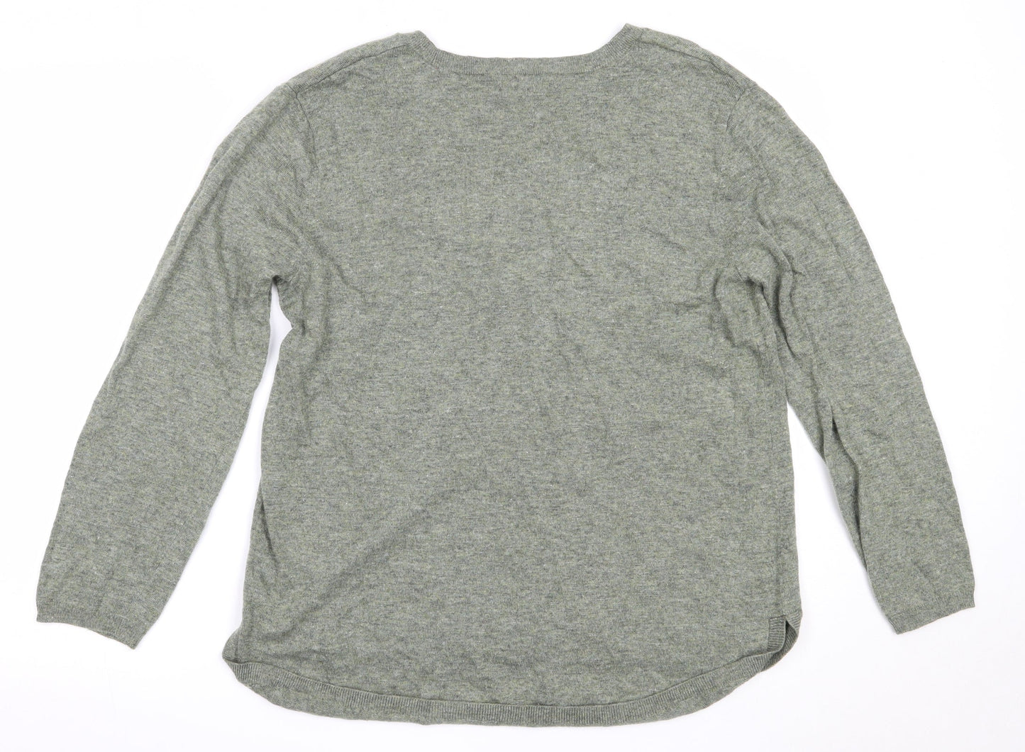 H&M Womens Green V-Neck  Polyamide Pullover Jumper Size L