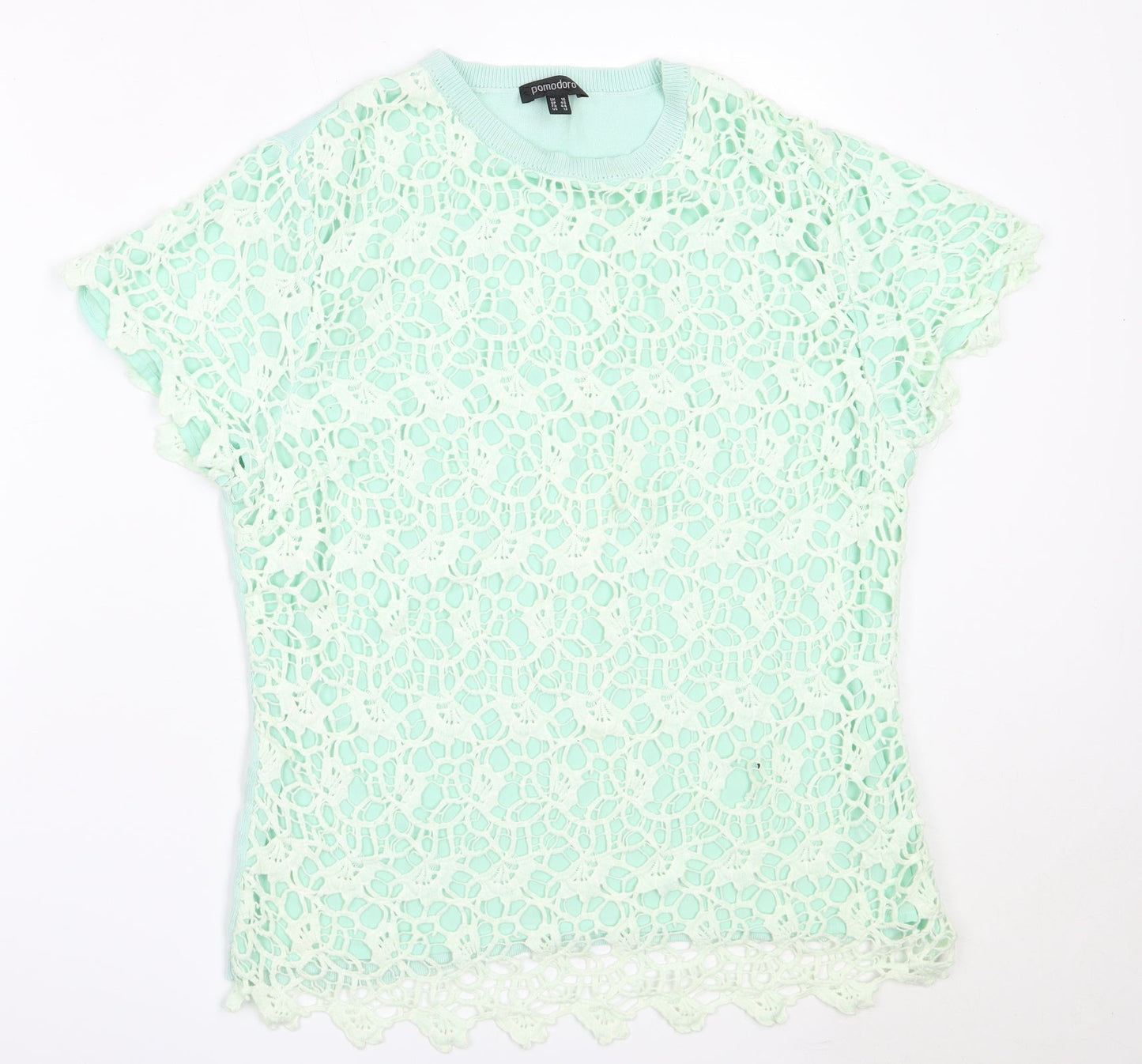 Pomodoro Womens Green Round Neck  Viscose Pullover Jumper Size 16