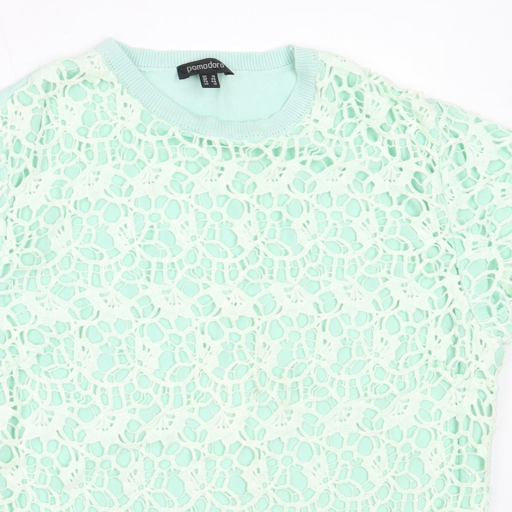 Pomodoro Womens Green Round Neck  Viscose Pullover Jumper Size 16
