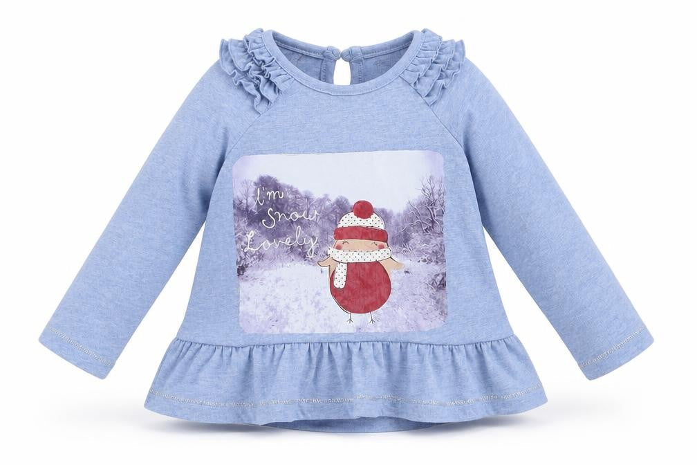 F&F Girls Blue  Polyester Basic T-Shirt Size 3-6 Months Round Neck
