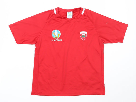 EURO2020 Boys Red  Polyester Jersey T-Shirt Size 9-10 Years Round Neck  - wales euro 2020