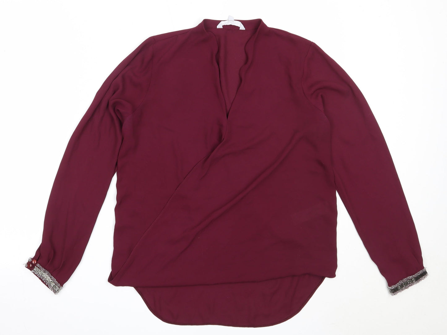 Red Herring Womens Purple  Polyester Basic Blouse Size 10 V-Neck