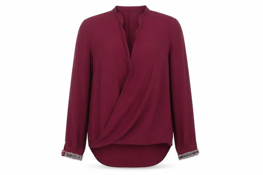 Red Herring Womens Purple  Polyester Basic Blouse Size 10 V-Neck