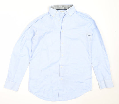 Next Mens Blue  Polyester  Button-Up Size 15 Collared