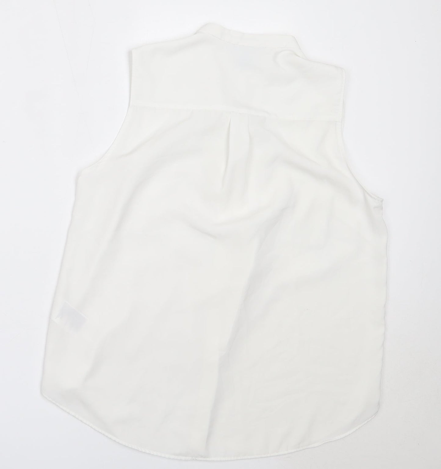 H&M Womens White  Polyester Basic Button-Up Size 38 Round Neck
