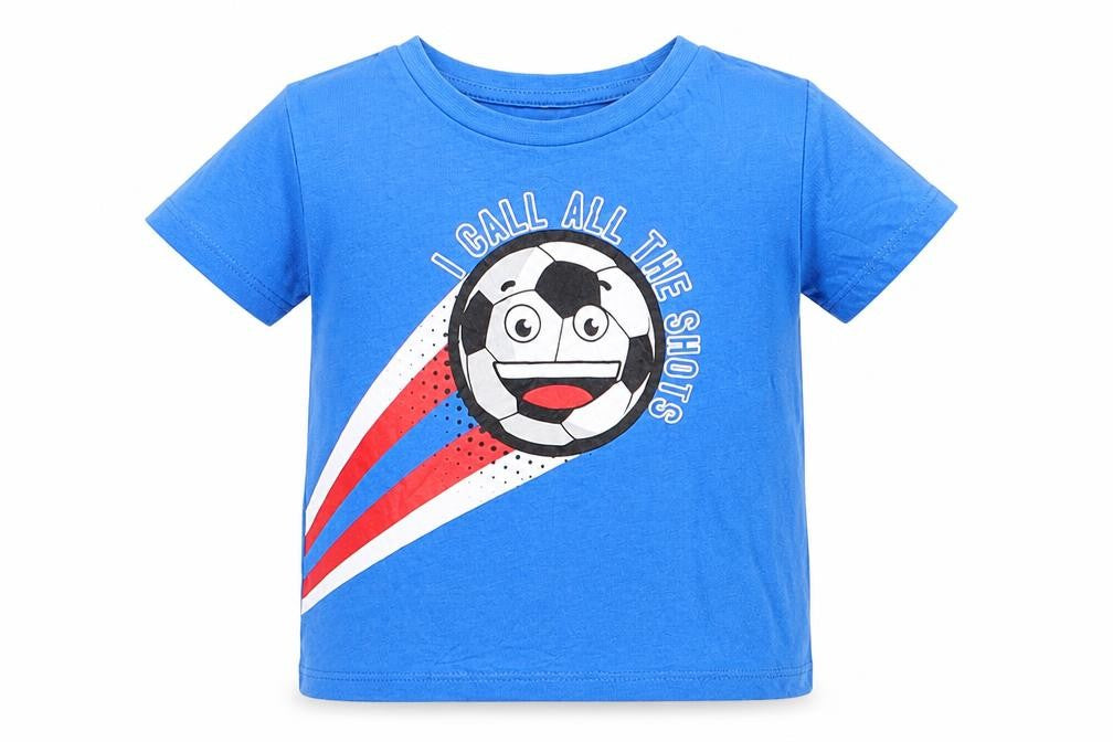 Pep&Co Boys Blue  Cotton Basic T-Shirt Size 12-18 Months Round Neck  - football