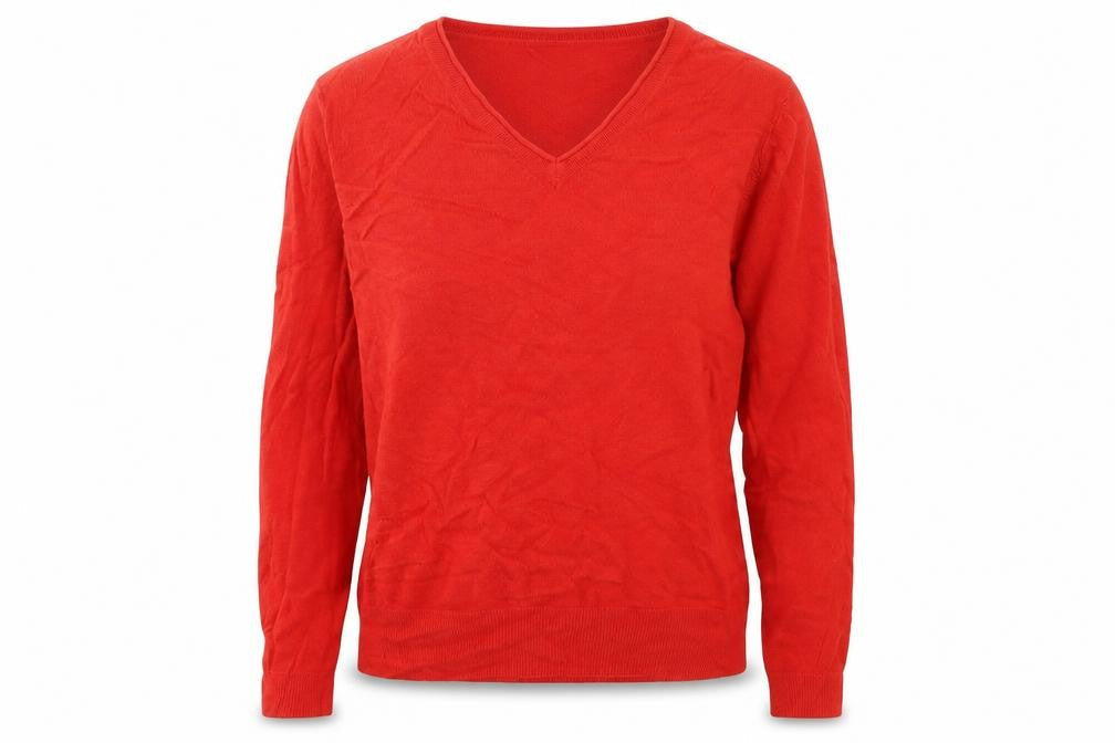Marks & Spencer Womens Red V-Neck  Acrylic Pullover Jumper Size 14