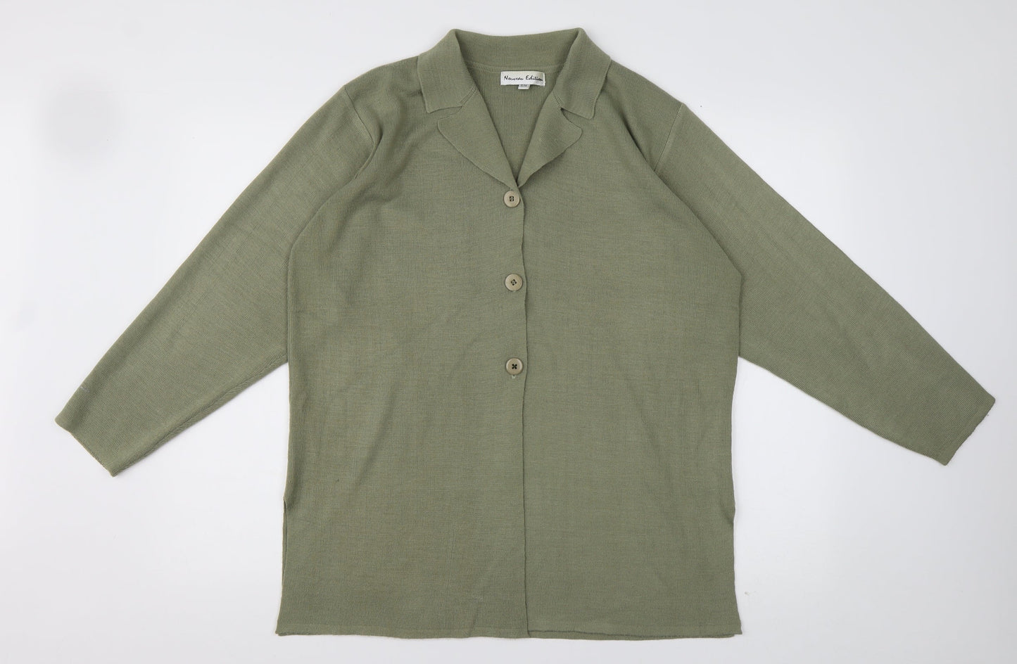 Preworn Womens Green Collared  Acrylic Cardigan Jumper Size M