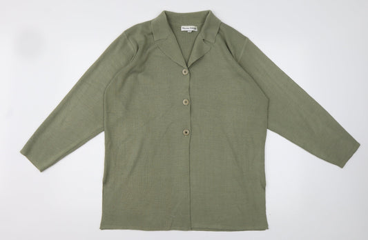 Preworn Womens Green Collared  Acrylic Cardigan Jumper Size M