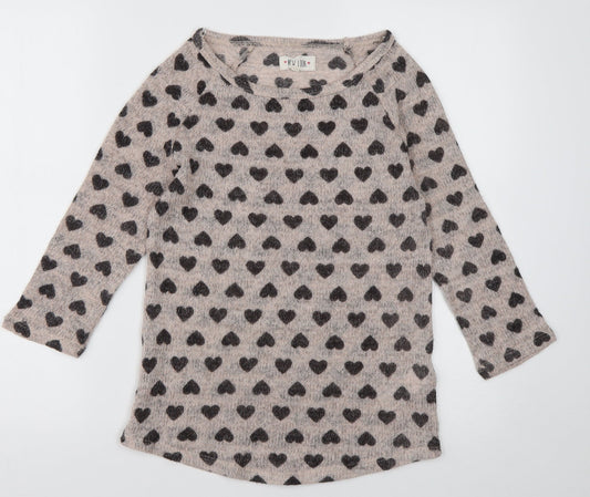 New Look Womens Pink Geometric Acrylic Pullover Sweatshirt Size 8  Pullover - Heart pattern