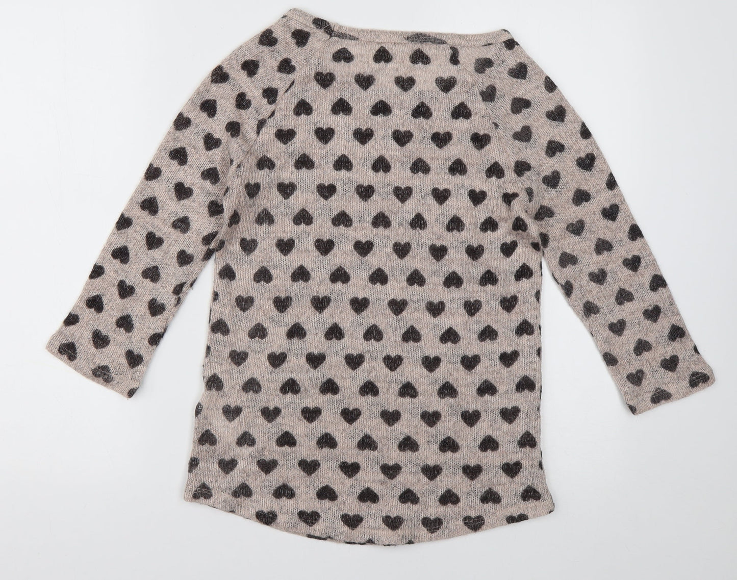 New Look Womens Pink Geometric Acrylic Pullover Sweatshirt Size 8  Pullover - Heart pattern