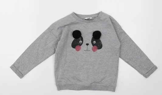 M&Co Girls Grey  Cotton Pullover Sweatshirt Size 4-5 Years  Pullover