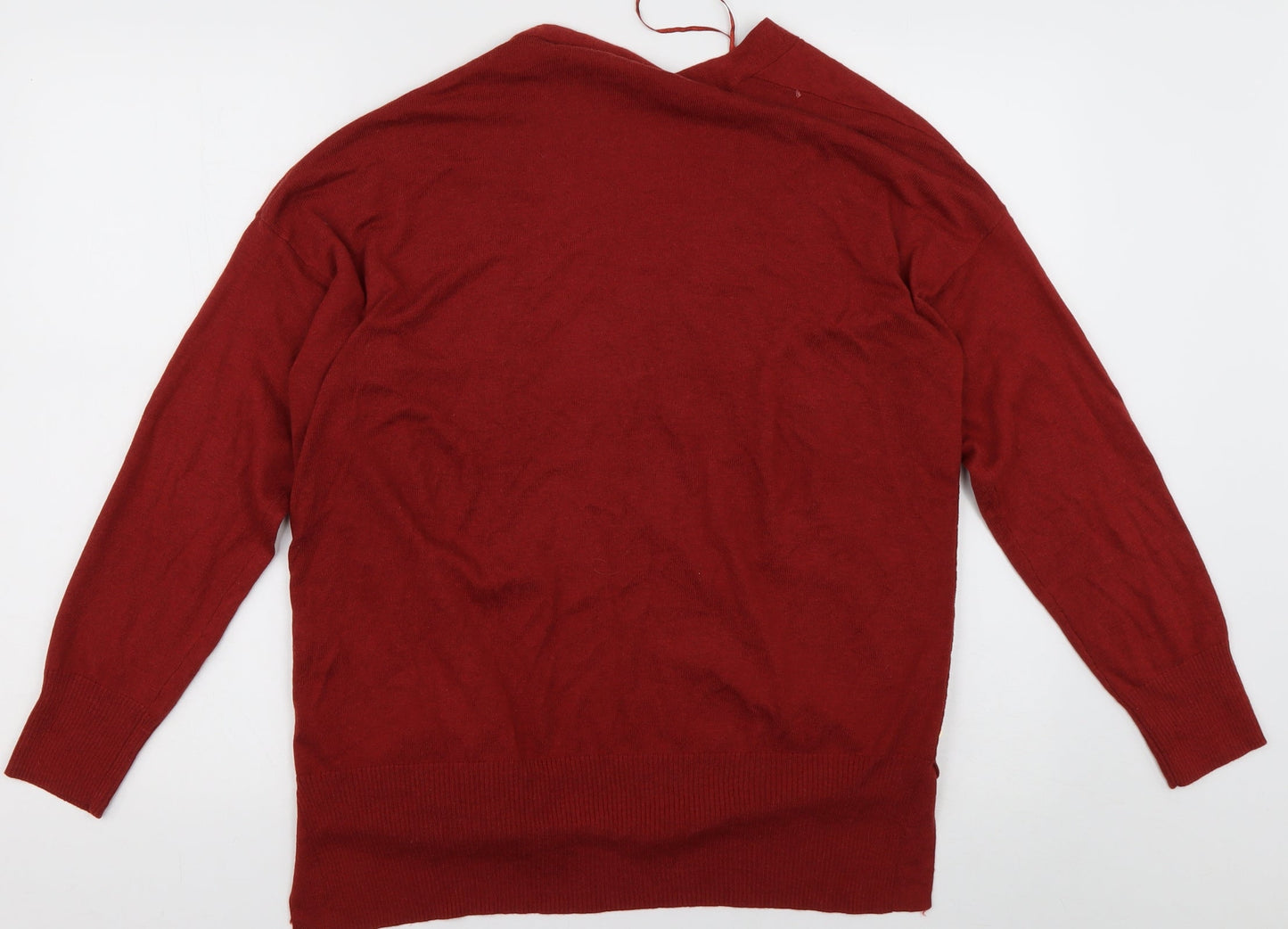 Bonmarché Womens Orange V-Neck  Nylon Cardigan Jumper Size 12