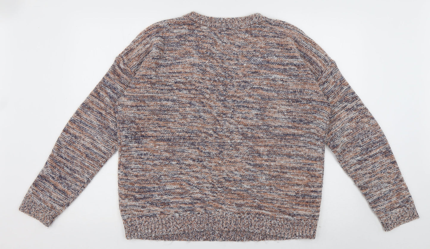 maqtalan Womens Multicoloured Crew Neck  Acrylic Pullover Jumper Size L