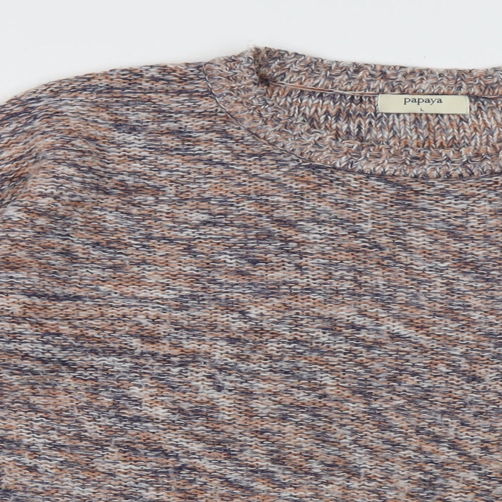 maqtalan Womens Multicoloured Crew Neck  Acrylic Pullover Jumper Size L