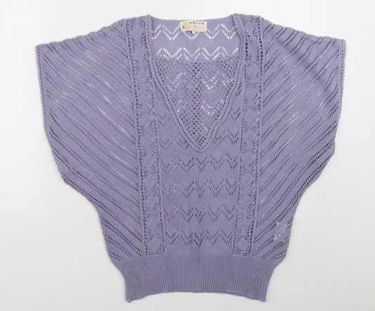 Preworn Womens Purple Geometric Cotton Pullover Sweatshirt Size M  Pullover