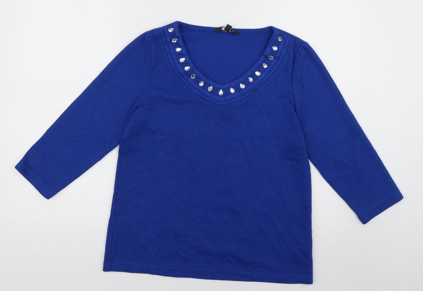bonmarch Womens Blue Fair Isle Polyester Pullover Sweatshirt Size 12  Pullover