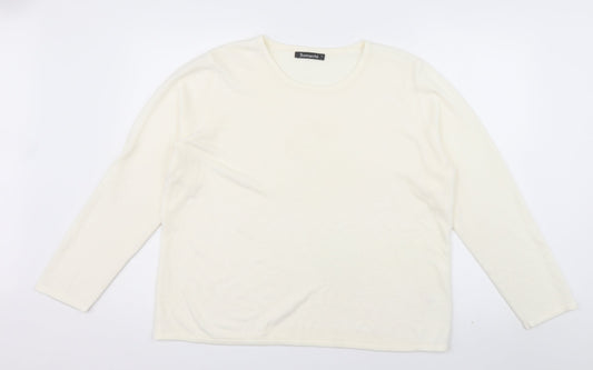bonmarch Womens White  Acrylic Pullover Sweatshirt Size L  Pullover