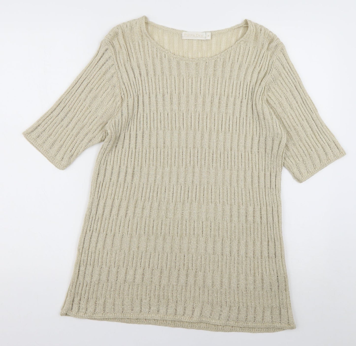 Pippa Dee Womens Beige  Acrylic Pullover Sweatshirt Size M  Pullover
