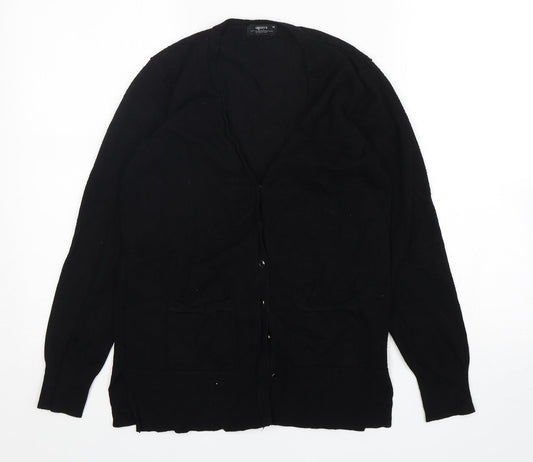 Papaya Womens Black V-Neck  Viscose Cardigan Jumper Size 10