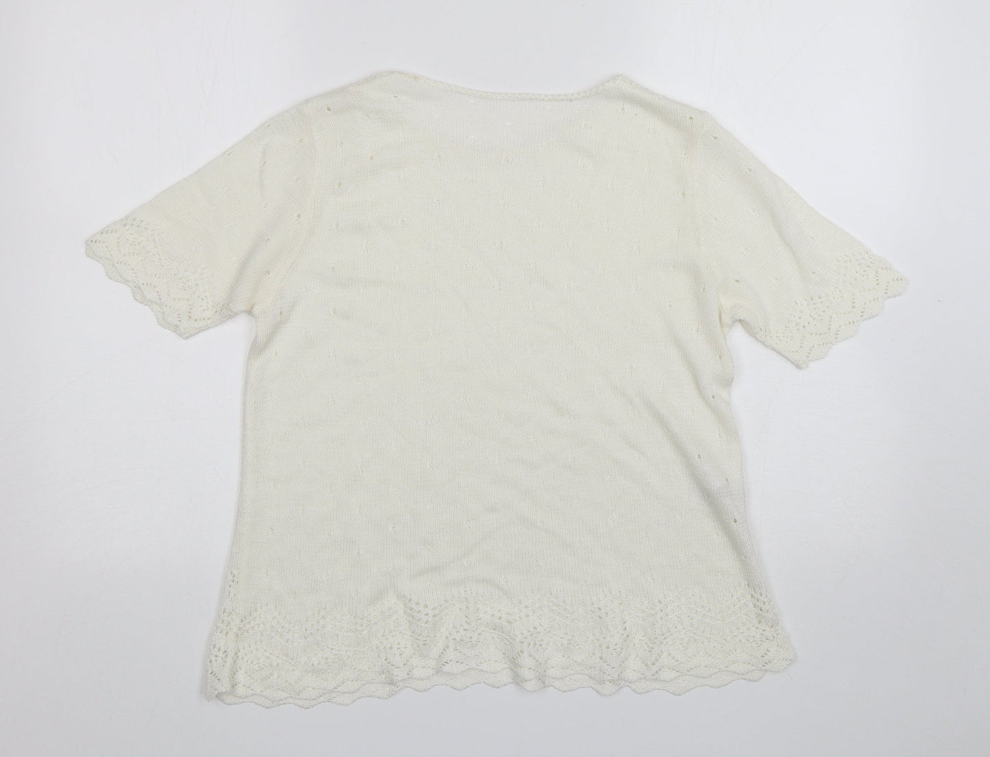 St Michael  Womens White Round Neck  Acrylic Pullover Jumper Size 12