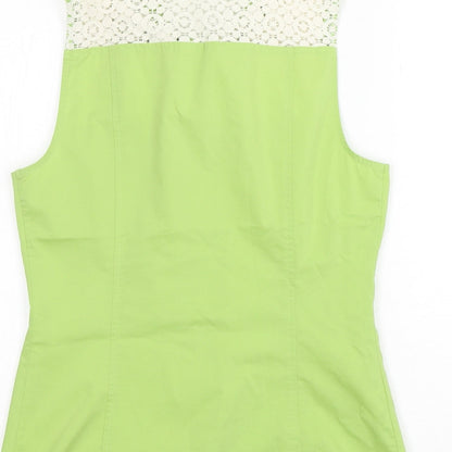 Next Womens Green Floral Cotton Basic Button-Up Size 12 Collared