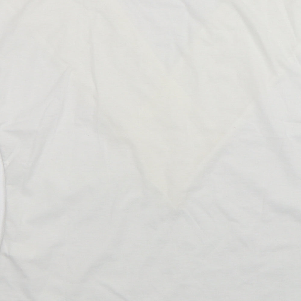 Preworn Womens White  Cotton Basic T-Shirt Size M V-Neck