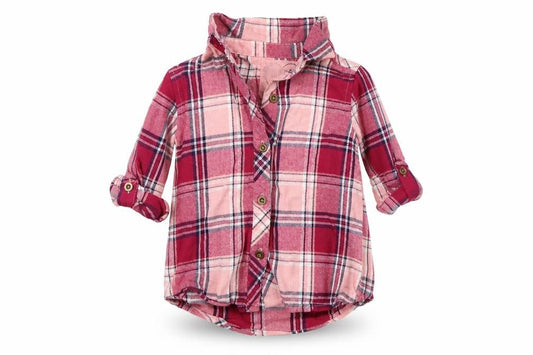 Primark Girls Pink Plaid  Basic Button-Up Size 6-9 Months Collared