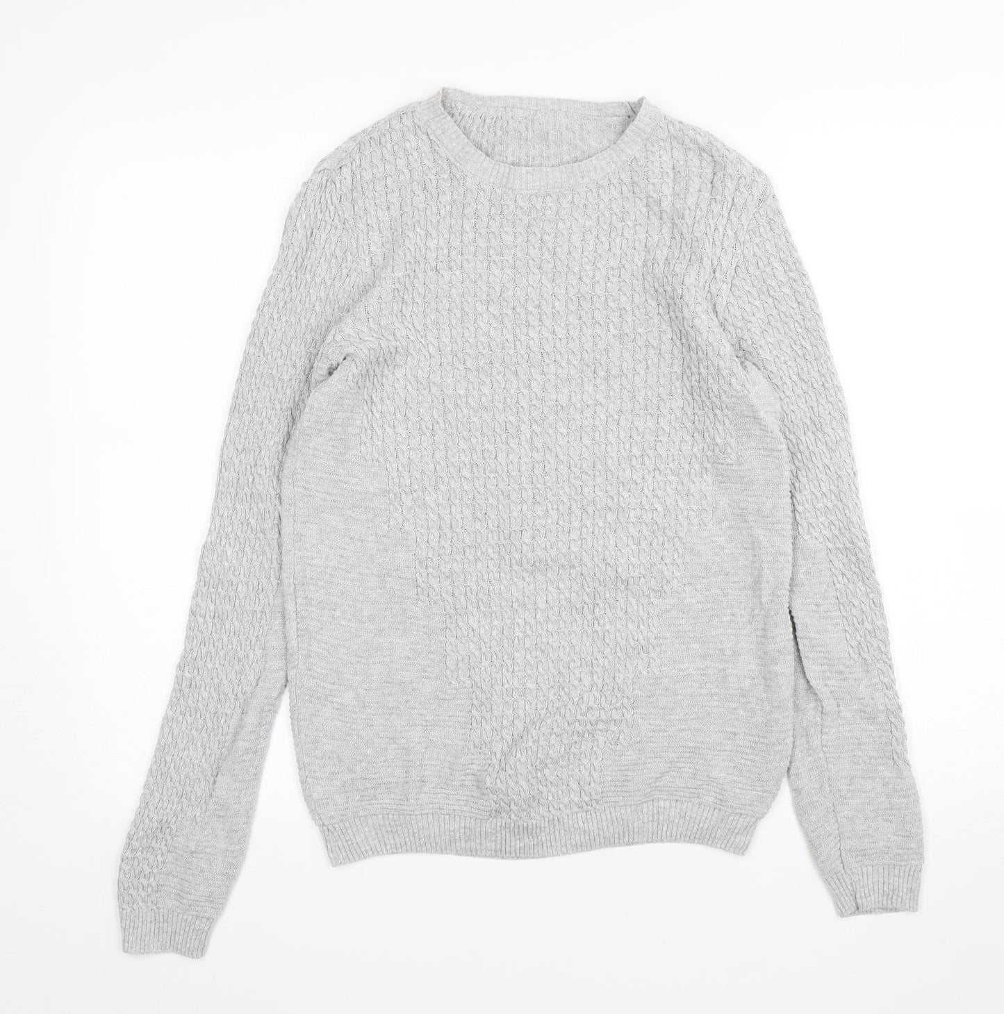 ASOS Mens Grey Round Neck  Cotton Pullover Jumper Size S
