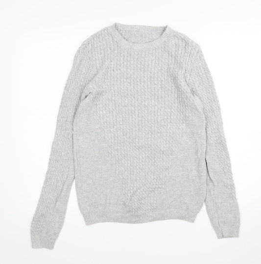 ASOS Mens Grey Round Neck  Cotton Pullover Jumper Size S