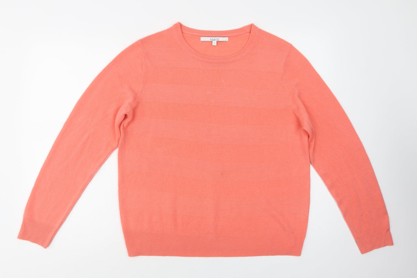 Vida Vi Womens Pink Crew Neck  Acrylic Pullover Jumper Size L