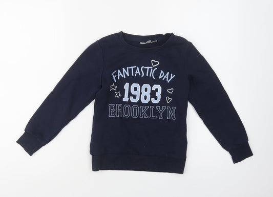 Pepperts Girls Blue  Cotton Pullover Sweatshirt Size 6-7 Years   - Brooklyn