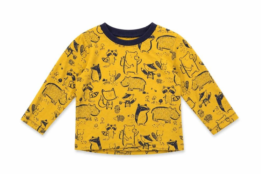 George Baby Yellow Geometric Cotton Basic Blouse Size 12-18 Months Crew Neck  - Cute Animals Print